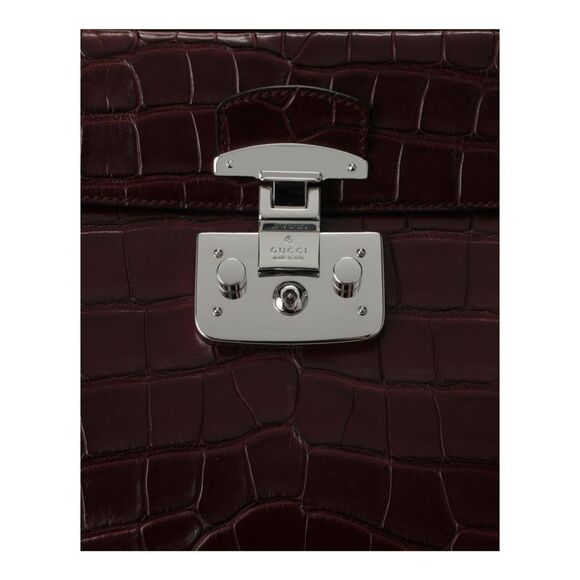 Lady Lock Python Leather Top Handle Bag - Picture 3 of 5